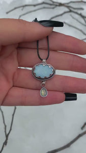 Australian Opal Cloud & Moonstone Snow Pendant - Sterling Silver
