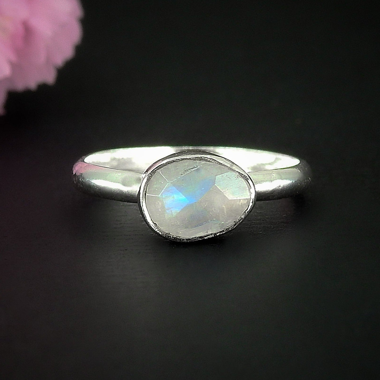 Rose Cut Moonstone Ring - Size 4 1/4