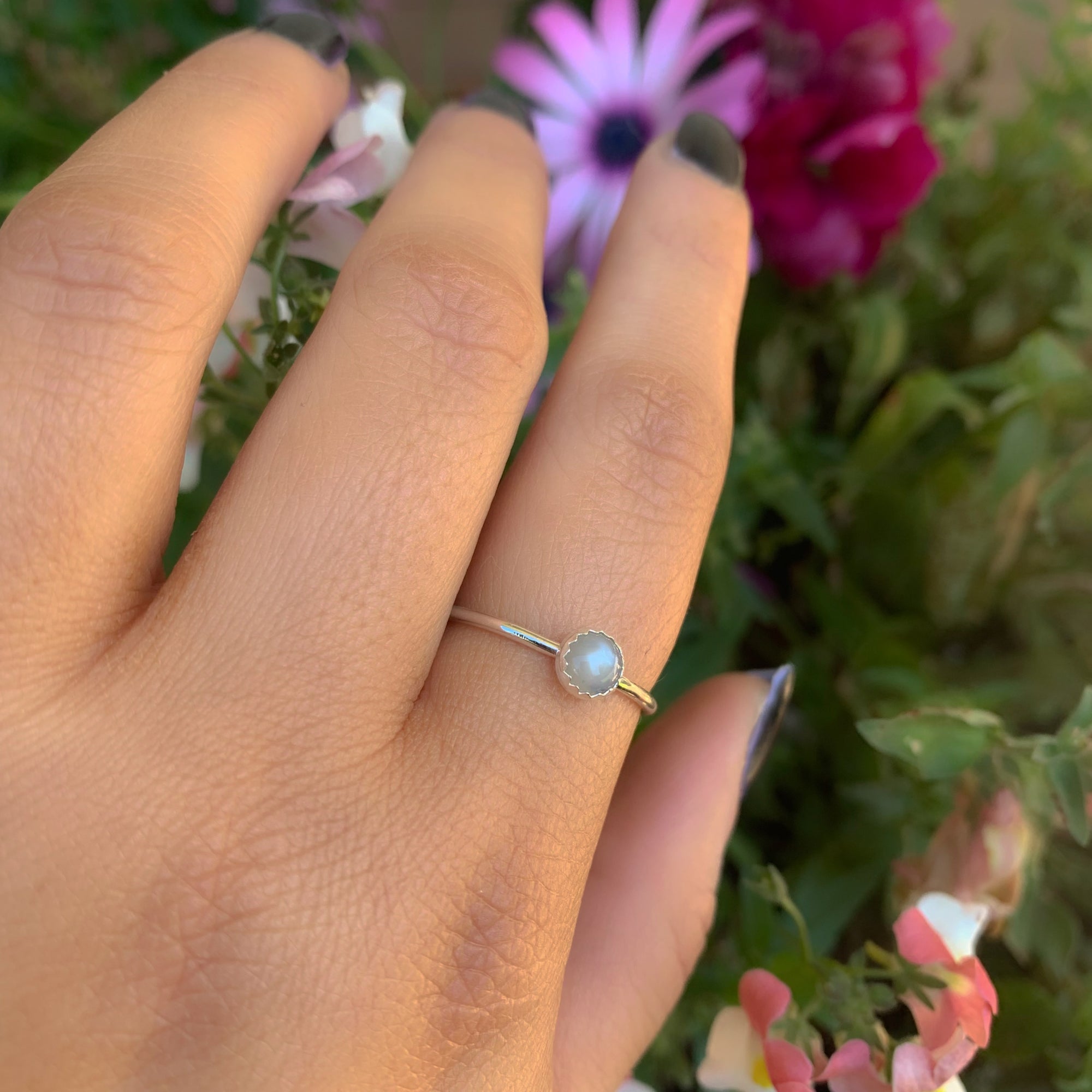 Grey Moonstone Ring - Made to Order