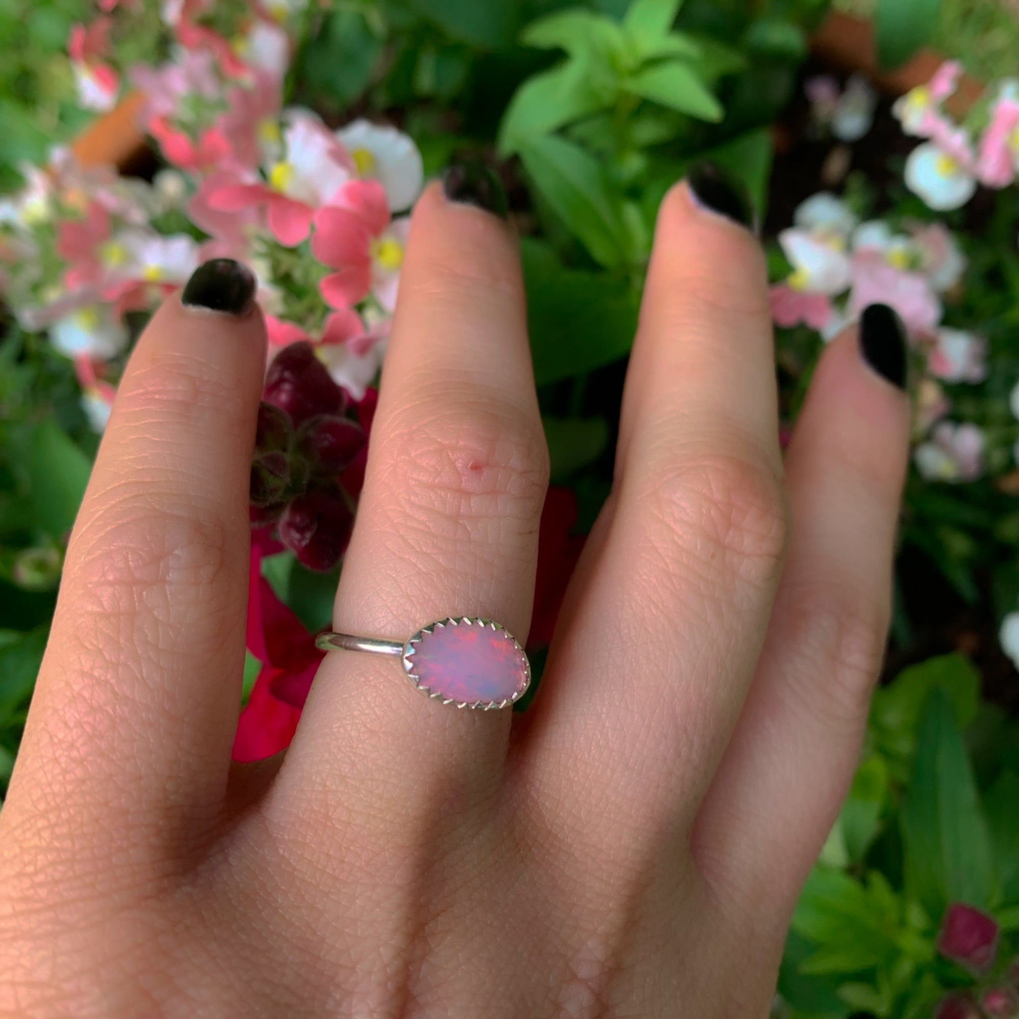 Pink Ethiopian Opal Ring - Size 6