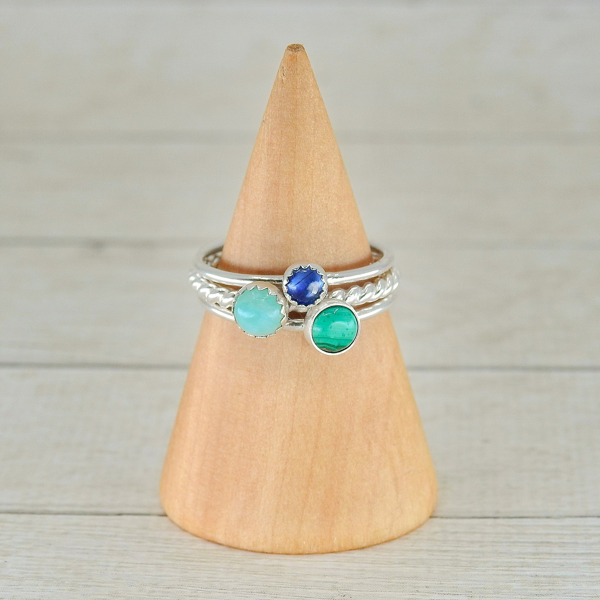 The Eos Stack of Transformation & New Beginnings - Kyanite, Malachite & Amazonite - Made to Order