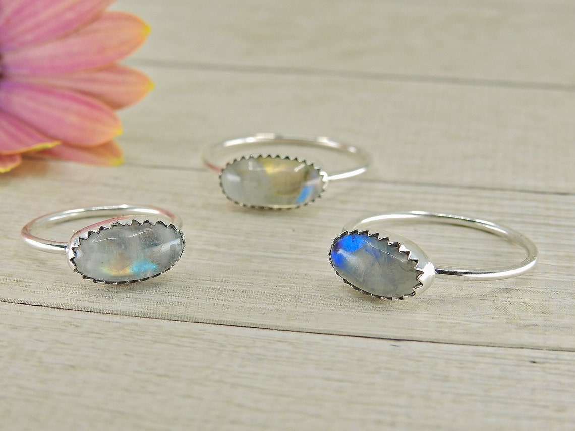 Moonstone Jellybean Rings - Made to Order