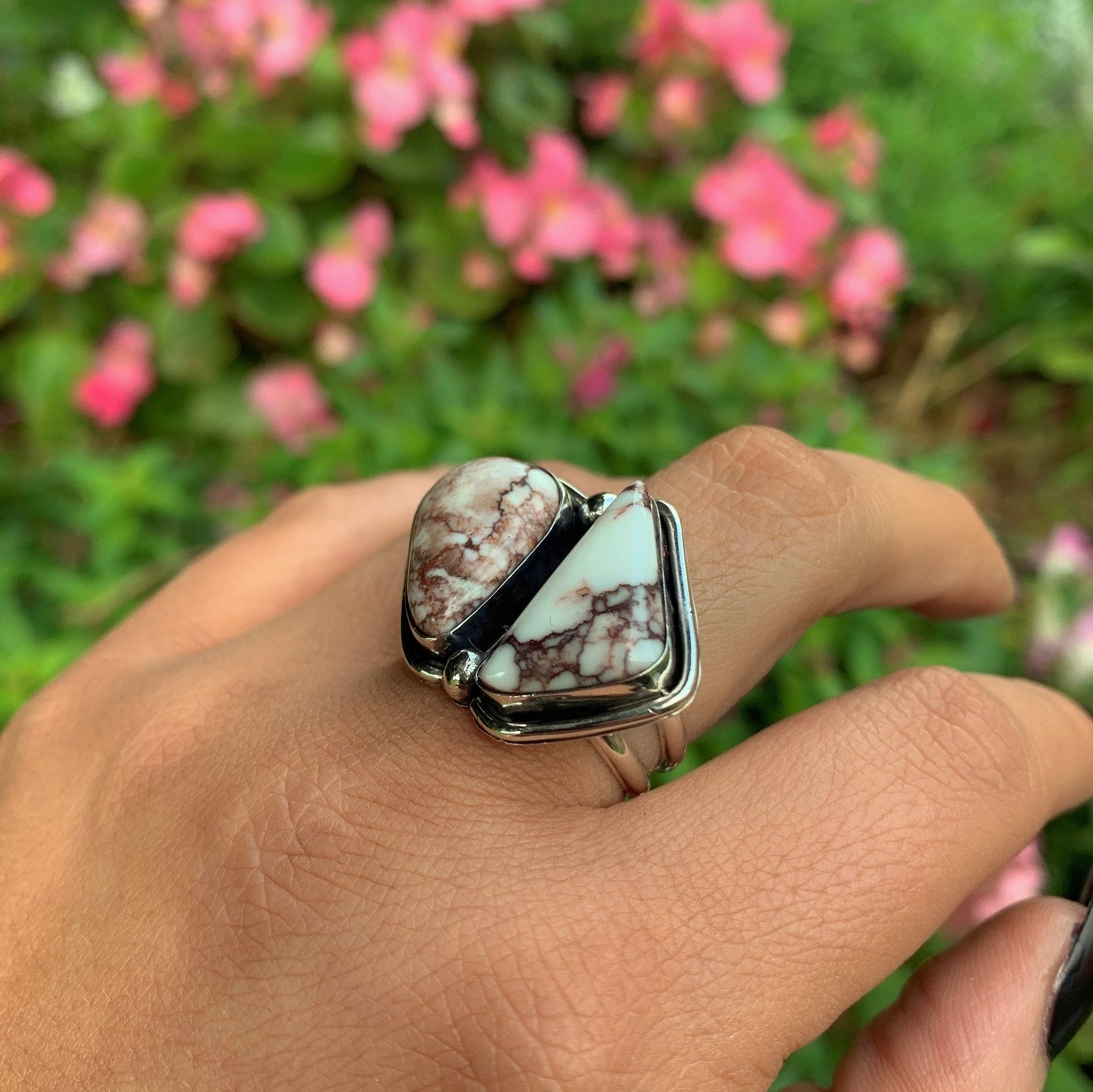 Wild Horse Magnesite Double Stone Ring - Size 8 3/4 - Gem & Tonik
