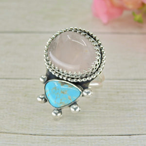 Royston Turquoise & Rose Quartz Ring - Size 10 - Gem & Tonik