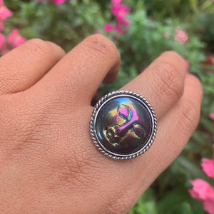 Titanium Aura Quartz Moon Goddess Ring - Size 8 3/4 - Gem & Tonik