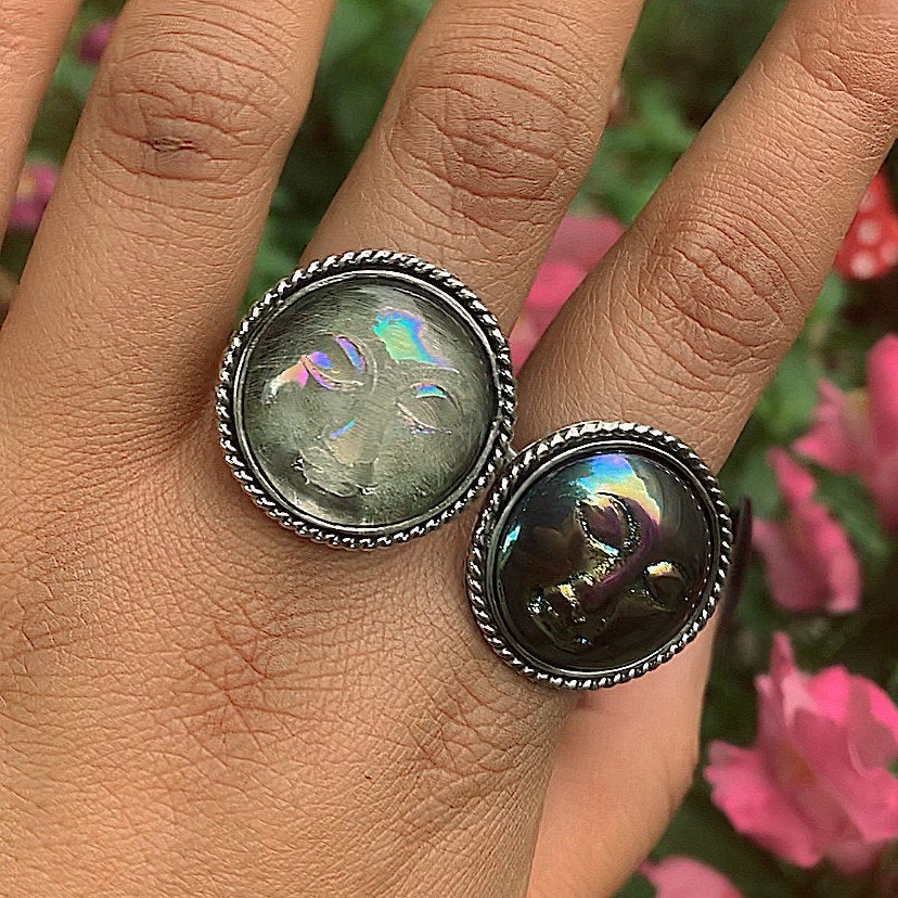 Your Custom Aura Quartz Moon Goddess Ring - Made to Order - Gem & Tonik