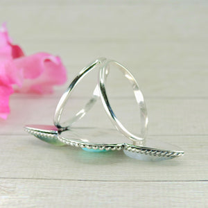 Prehnite, Moonstone & Sierra Nevada Turquoise Ring - Size 10 1/4 - Gem & Tonik