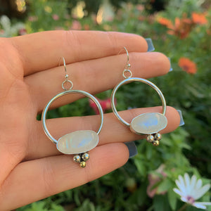 Moonstone Hoop Earrings - Sterling Silver 