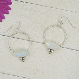 Moonstone Hoop Earrings - Sterling Silver 