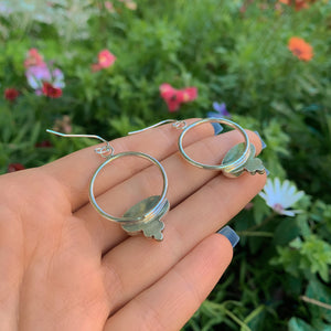 Moonstone Hoop Earrings - Sterling Silver 