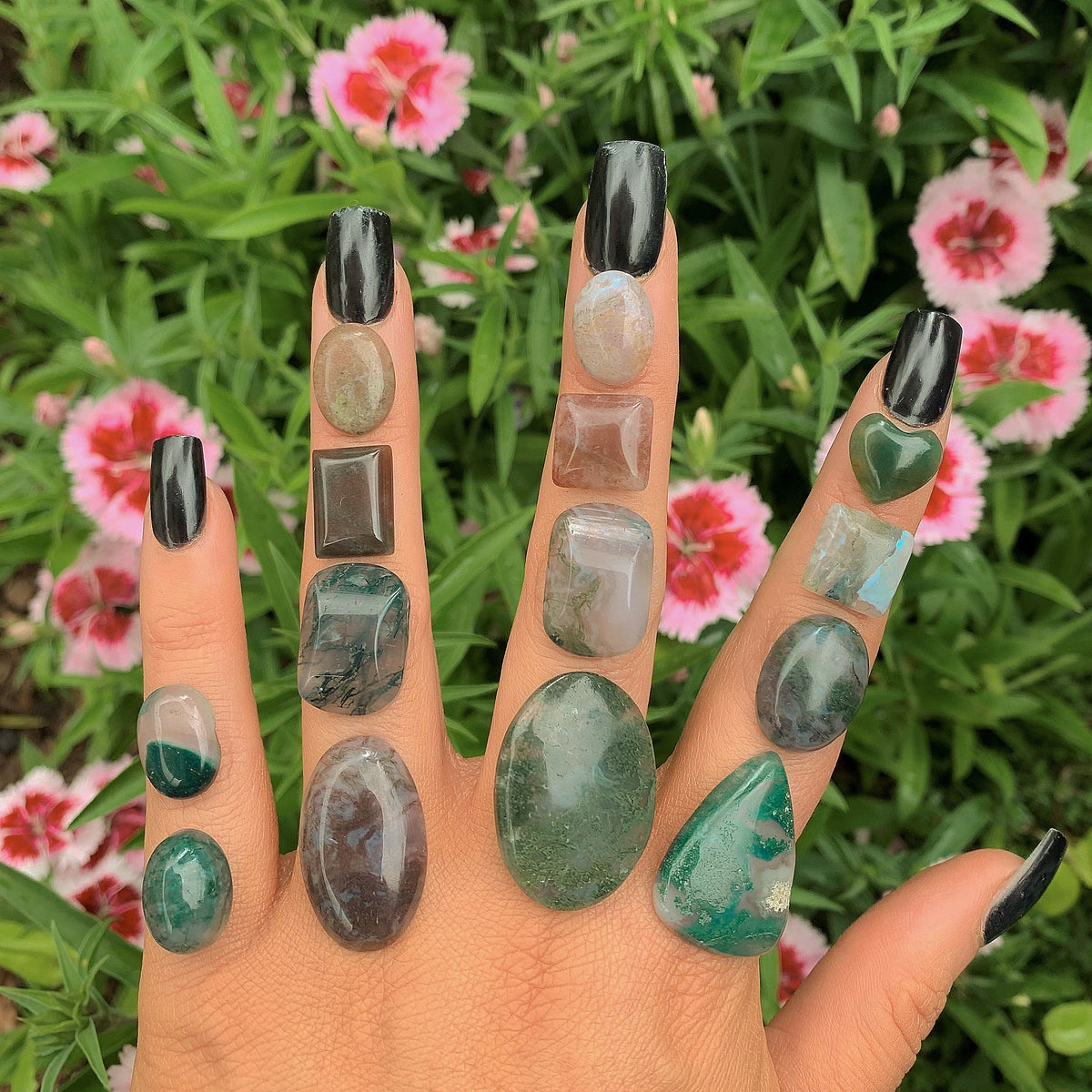 Your Custom Moss Agate Ring - Sterling Silver 