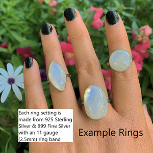 Your Custom Moonstone Statement Ring - Sterling Silver - Choose Your Stone - Made to Order - Large Moonstone Ring - Rainbow Moonstone OOAK