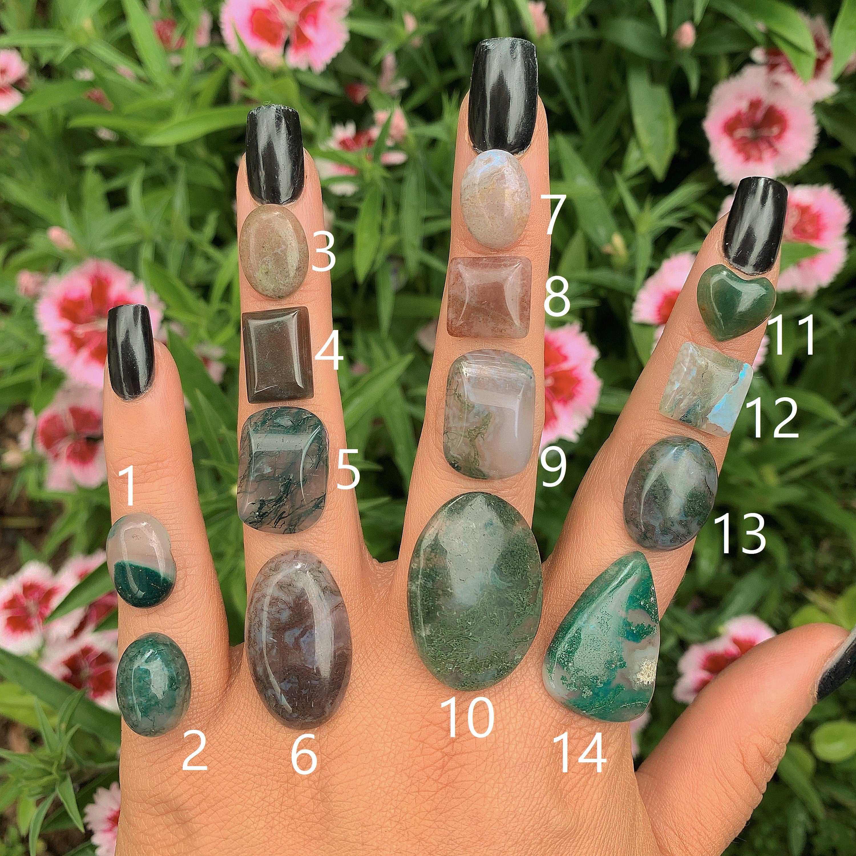 Your Custom Moss Agate Ring - Sterling Silver 