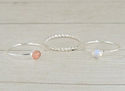 The Selene Stack of the Sun & Moon - Sterling Silver 