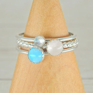 The Aphrodite Stack of Love - Sterling Silver 