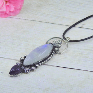 Moonstone & Iolite Pendant - Sterling Silver 