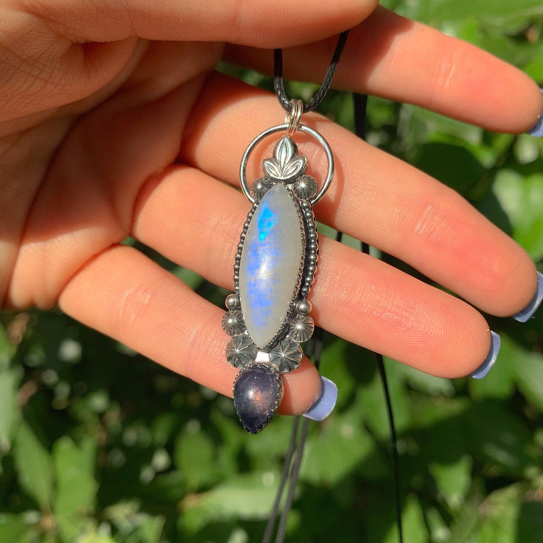 Moonstone & Iolite Pendant - Sterling Silver 