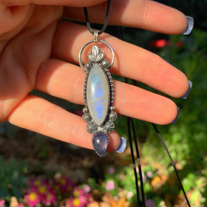 Moonstone & Iolite Pendant - Sterling Silver 