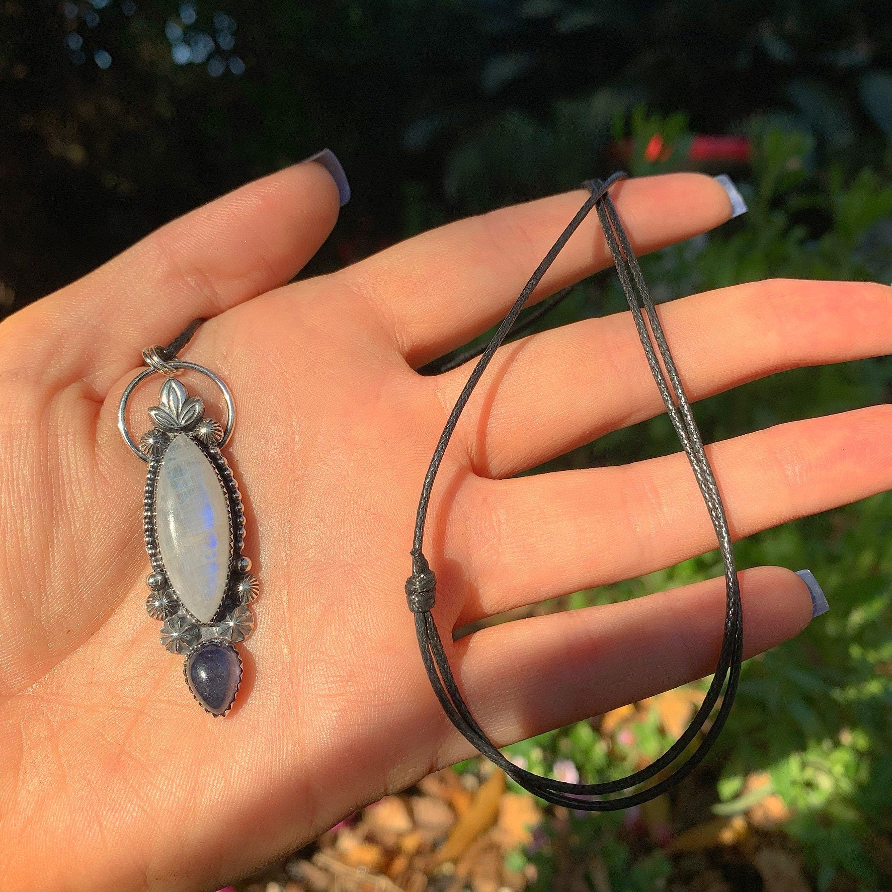 Moonstone & Iolite Pendant - Sterling Silver 