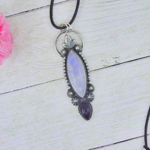 Moonstone & Iolite Pendant - Sterling Silver 