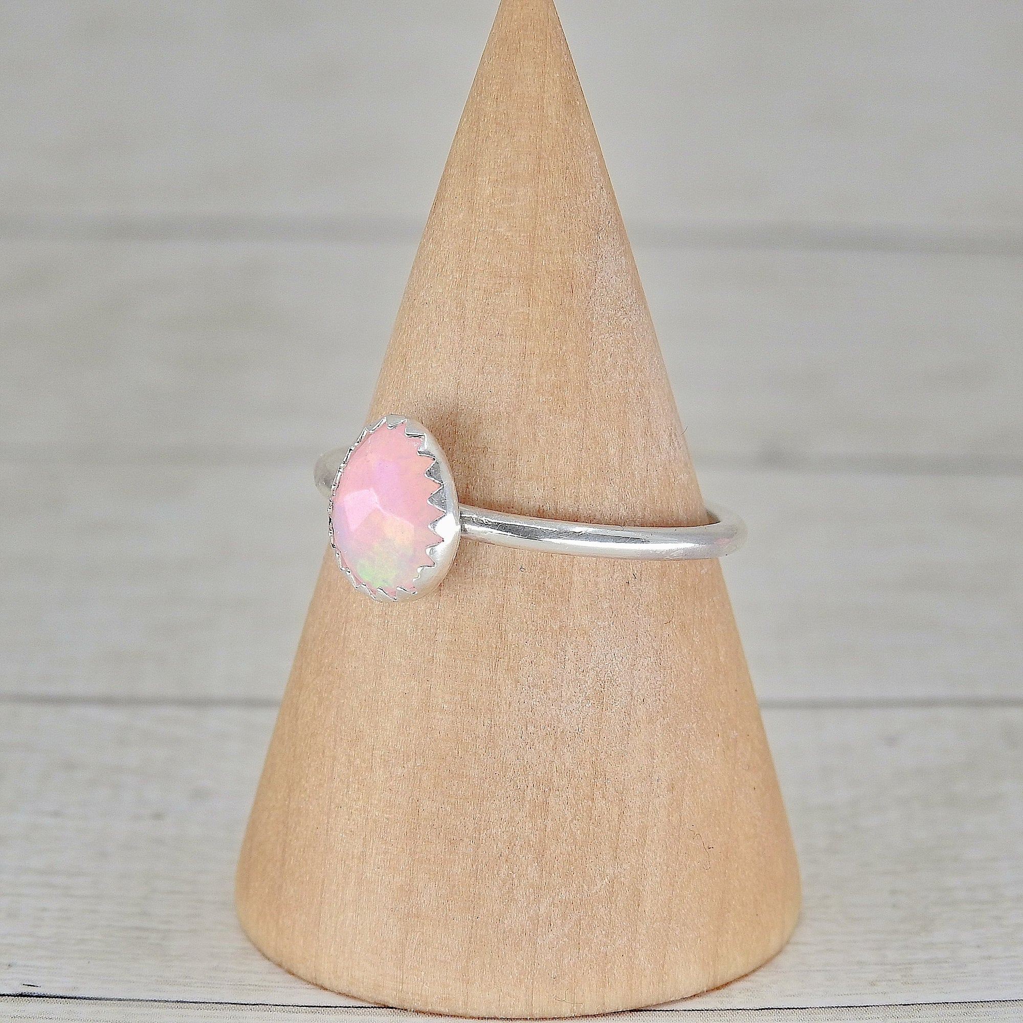 Rose Cut Ethiopian Opal Ring - Size 6 