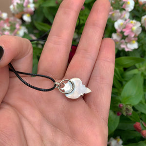 Rose Cut Clear Quartz with Aurora Opal Pendant - Sterling Silver and 14k Rose Gold 