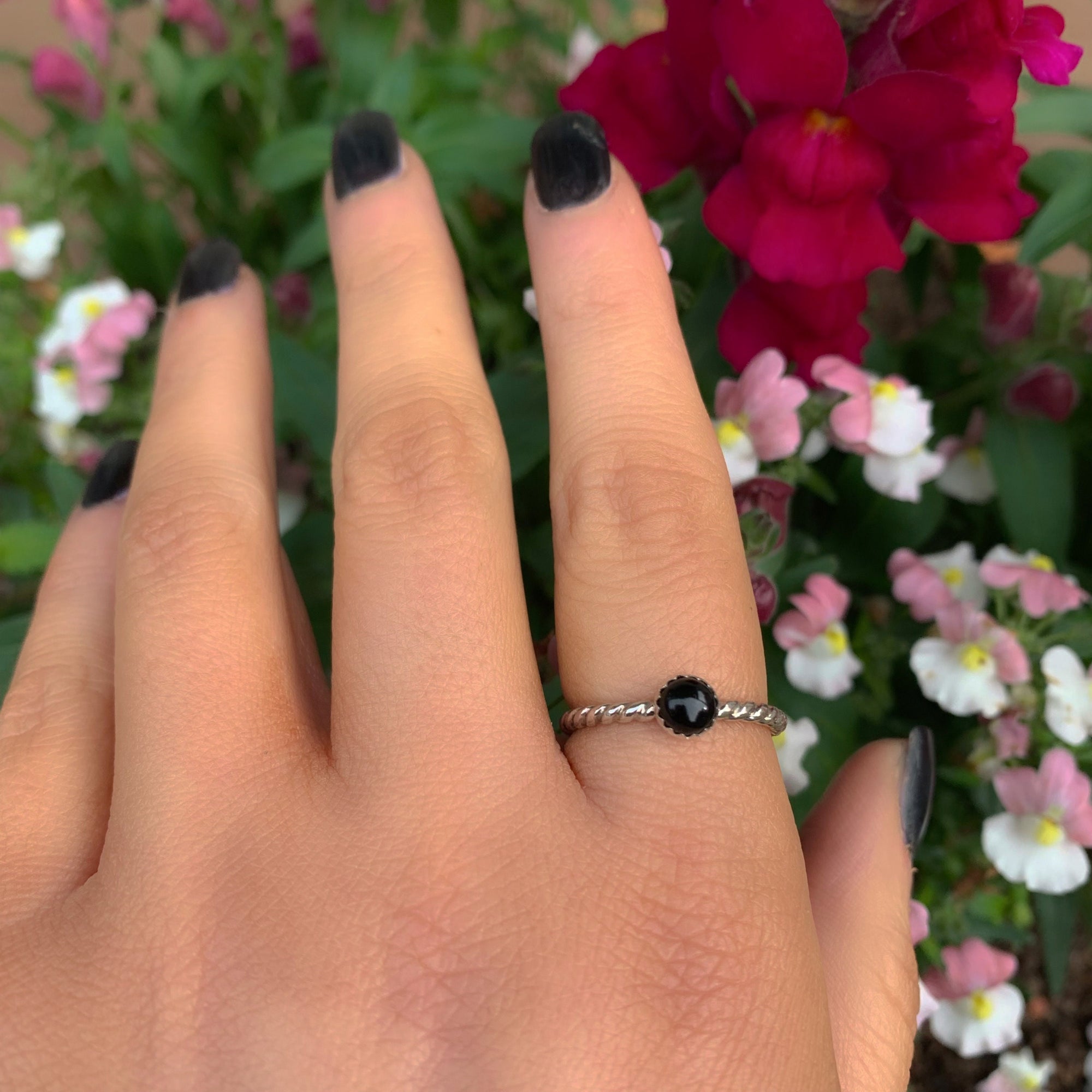 Black Onyx Twist Ring - Made to Order 
