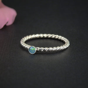 Blue Australian Opal Twist Ring - Made to Order 