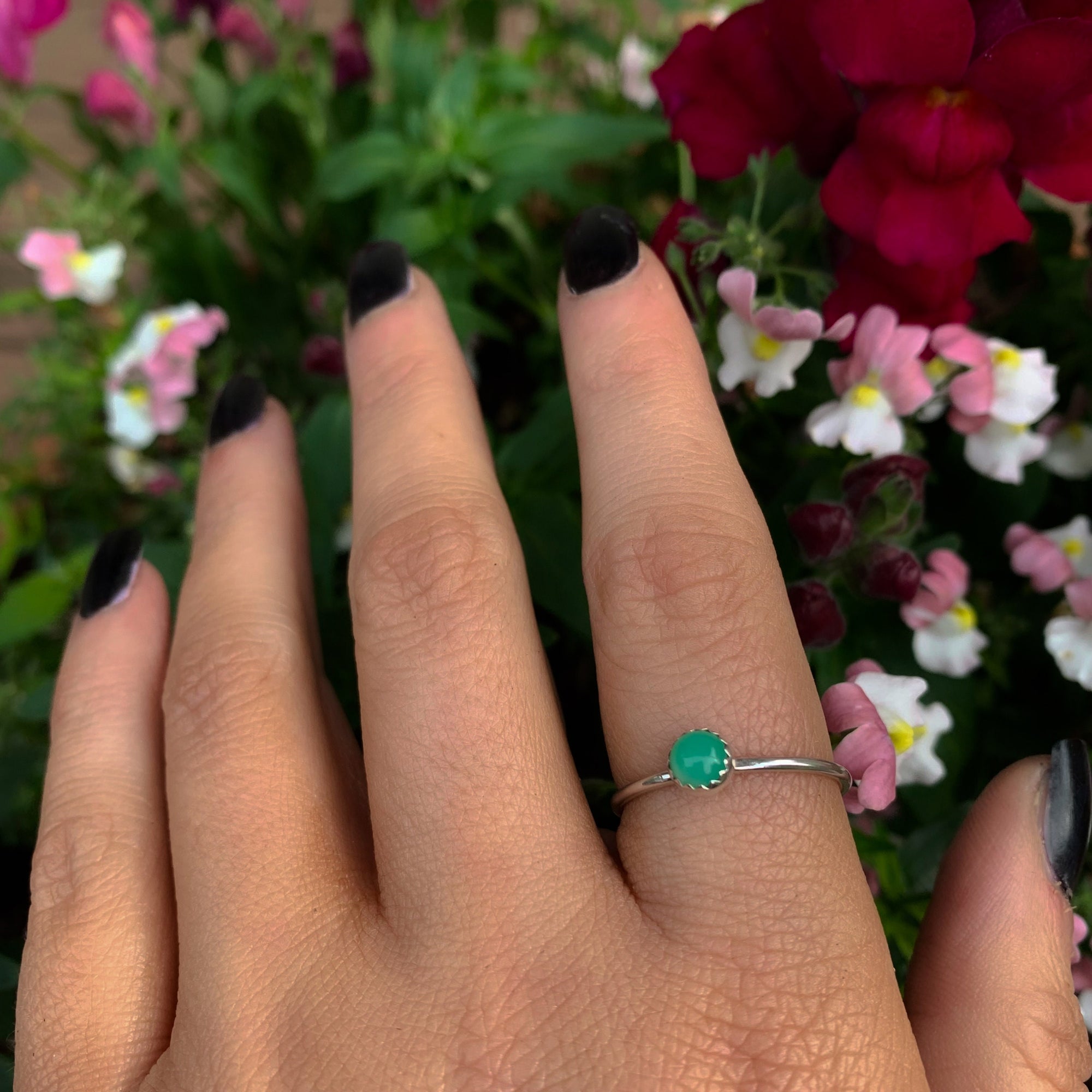Chrysoprase engagement hotsell ring