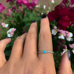 Dainty Turquoise Twist Ring - Made to Order 