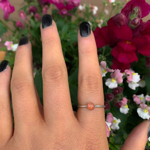 Peach Moonstone Stacking Rings - Sterling Silver 