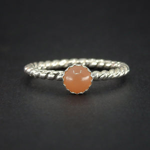Peach Moonstone Twist Ring - Made to Order 