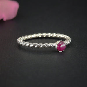 Dainty Ruby Twist Ring - Made to Order 