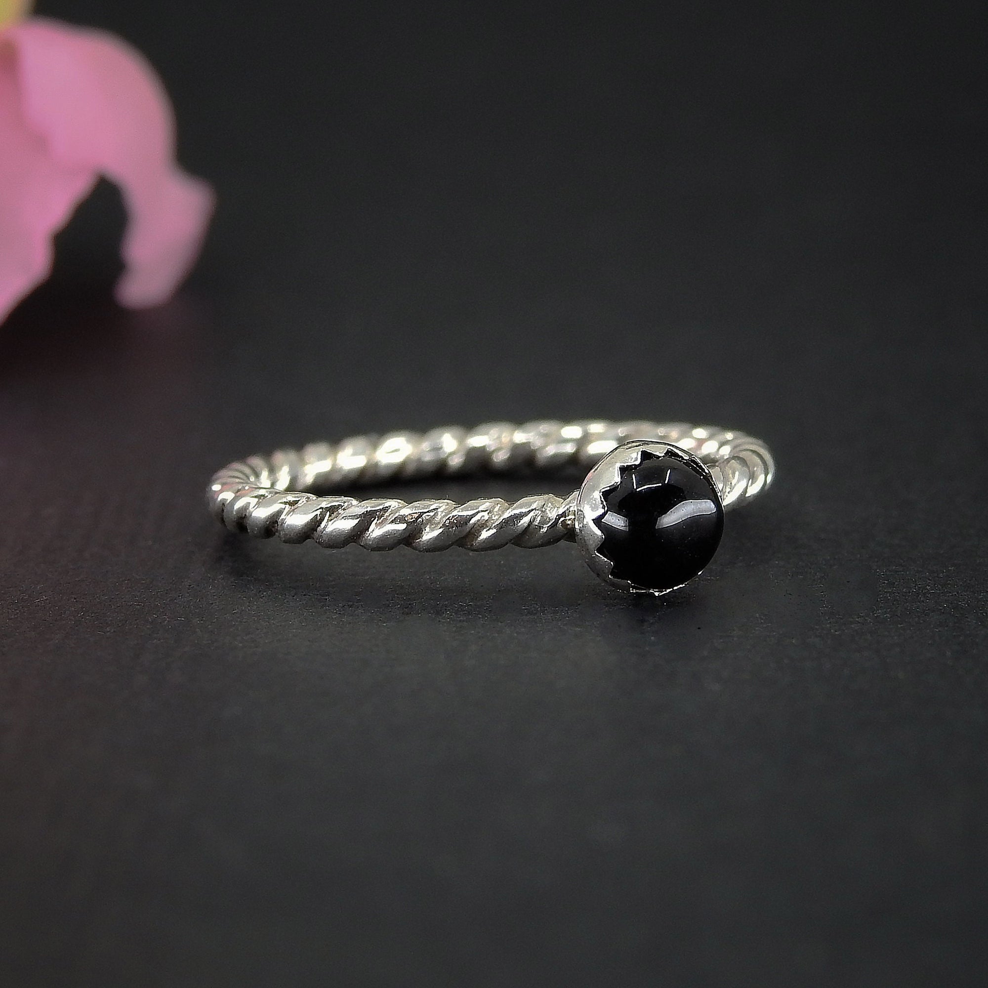 Black Onyx Twist Ring - Made to Order 