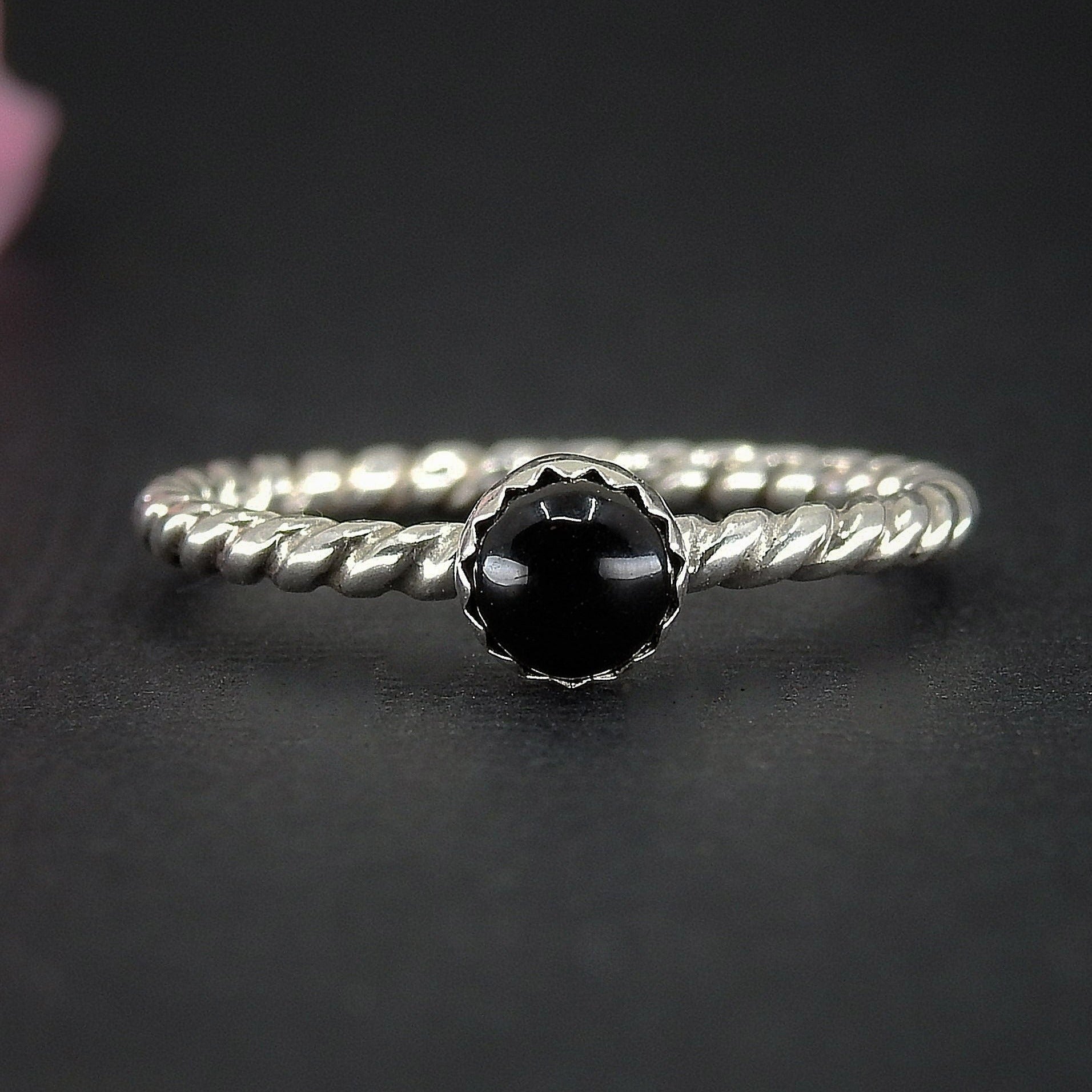 Black Onyx Twist Ring - Made to Order 