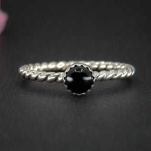 Black Onyx Twist Ring - Made to Order 