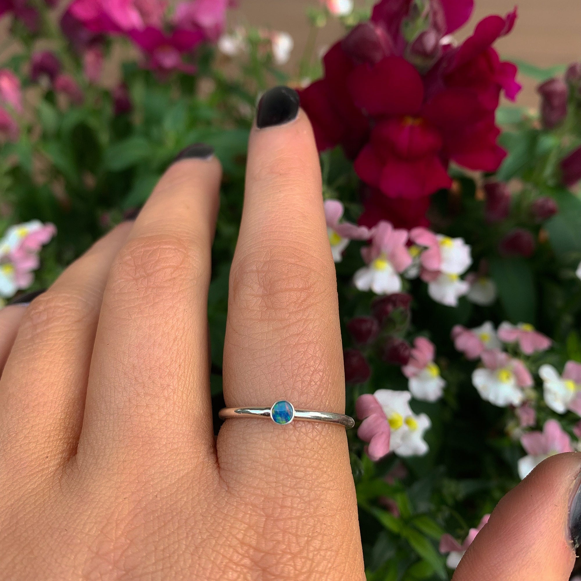 Blue Australian Opal Ring - Made to Order 