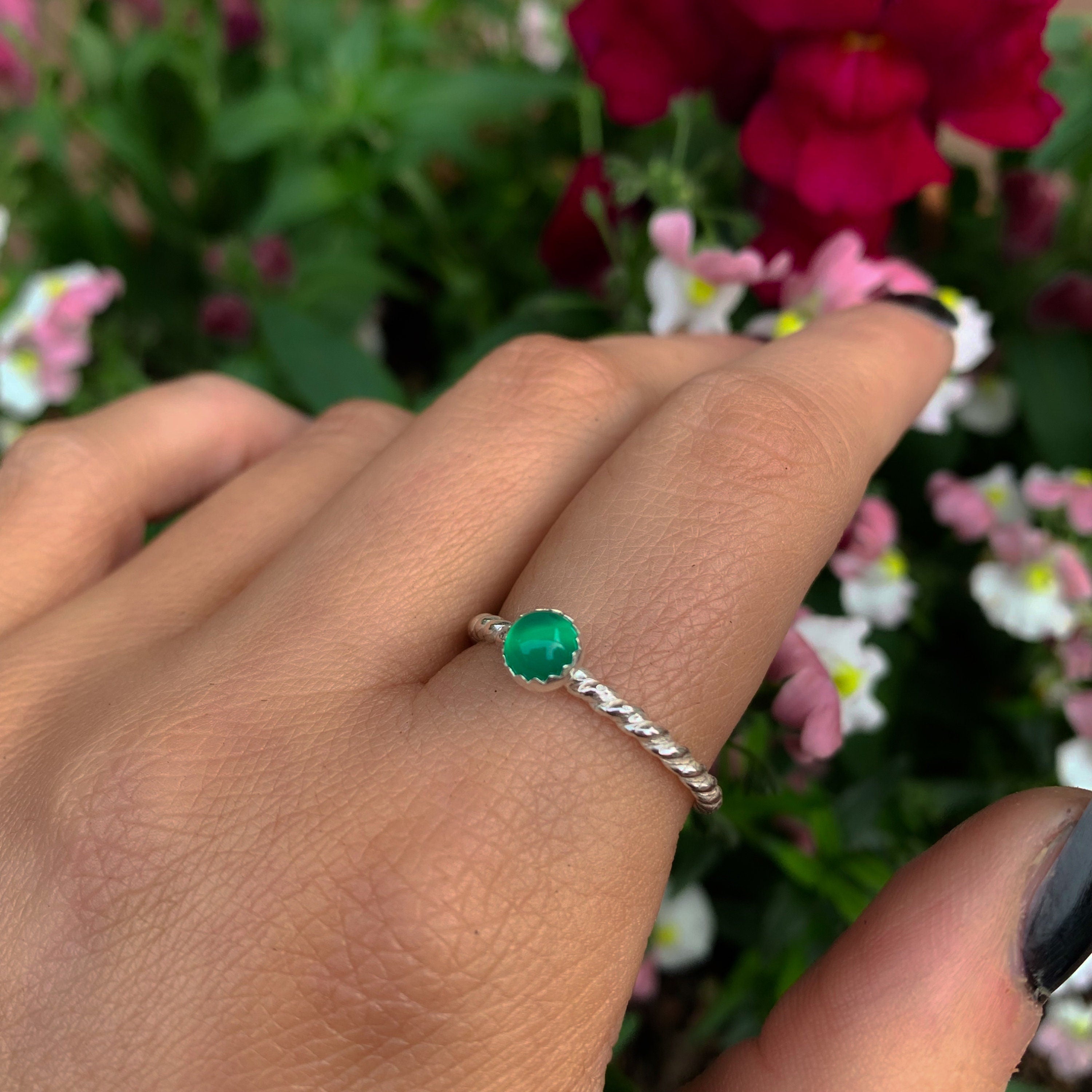 Green Onyx Twist Ring - Made to Order 