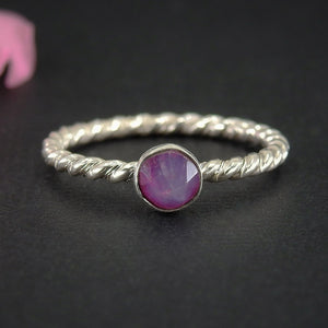 Rose Cut Ruby Twist Ring - Made to Order 