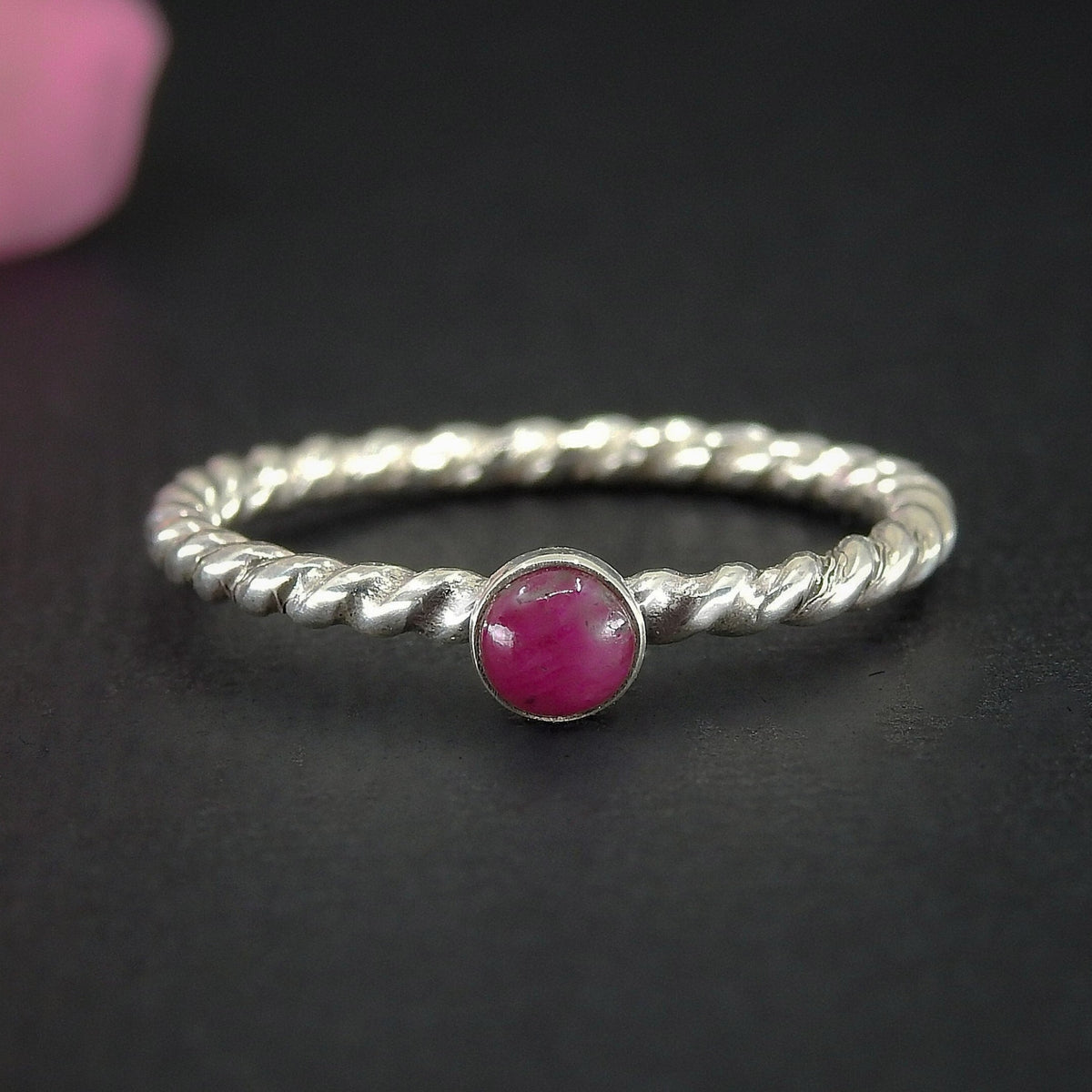 Dainty Ruby Twist Ring - Made to Order 