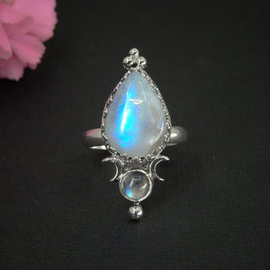 Moonstone & Labradorite Ring - Size 7 