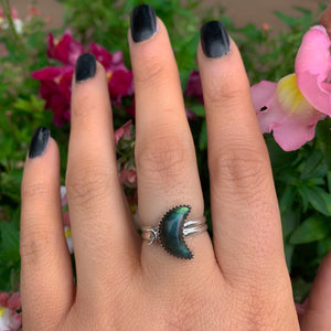 Labradorite Moon Ring - Size 7 1/4 to 7 1/2 