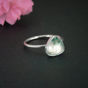 Rose Cut Moss Agate Ring - Size 9 1/2 