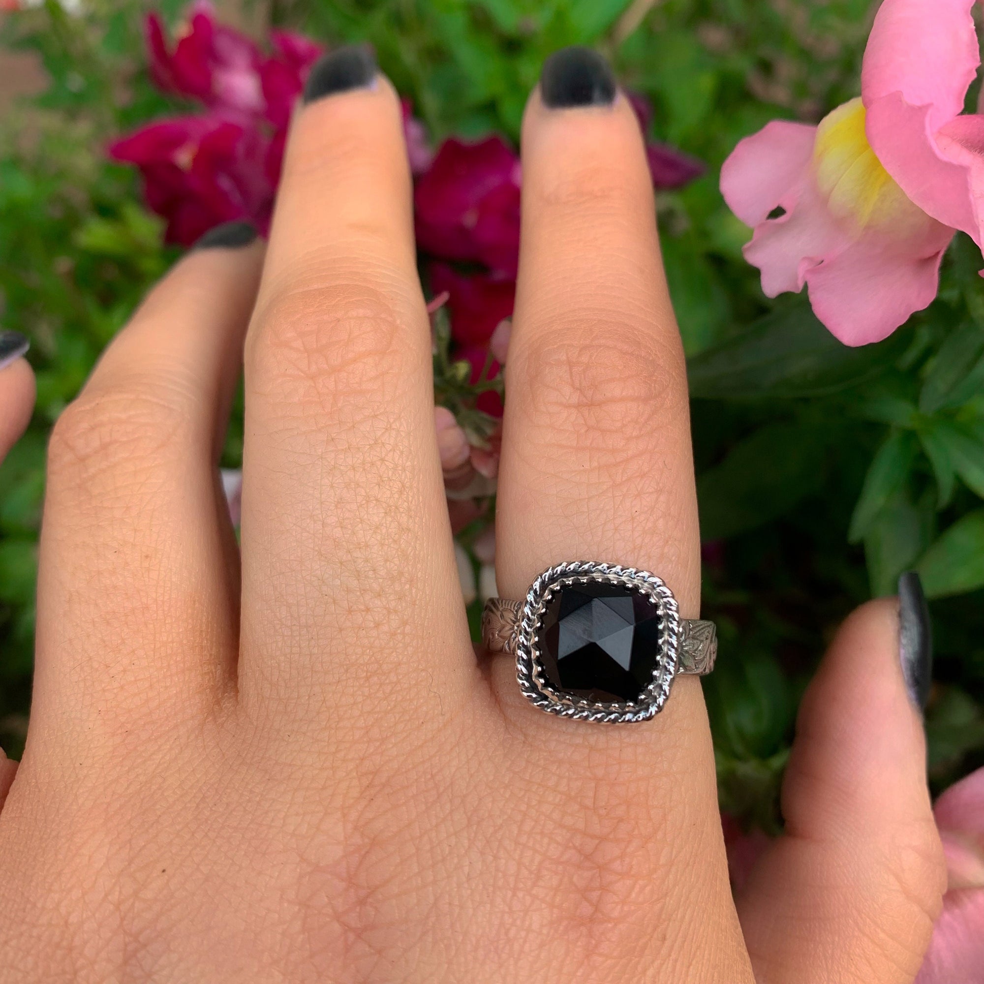 Black Onyx Ring - Size 9 