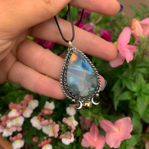 Rainbow Labradorite Pendant - Sterling Silver 