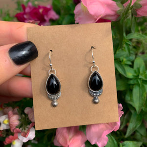 Black Onyx Earrings - Sterling Silver 