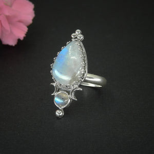 Moonstone & Labradorite Ring - Size 7 