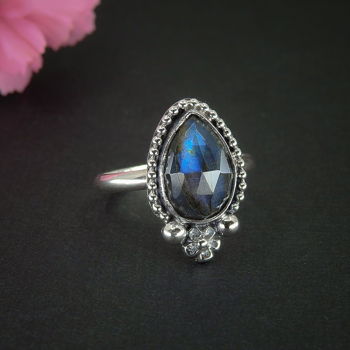 Labradorite Flower Ring - Size 7 