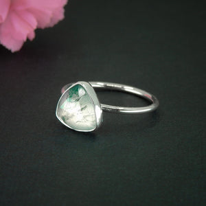 Rose Cut Moss Agate Ring - Size 9 1/2 