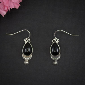 Black Onyx Earrings - Sterling Silver 